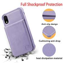 皮革皮夾式手機殼,帶磁力閉合、卡夾和零錢包,兼容 Iphone 7/8/se、x/xs、xr、11、12/12pro、13、13 Pro、13 Pro Max、14、14 Pro、 14 Plus 和14 Pro Max,男女皆宜 - 淡紫色 - 查看 1