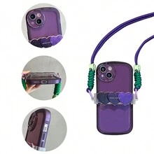 Diy Phone Case Compatible With Apple Products, Ins Style, Uncommon Purple Heart Shape Sling Cover - Purple - View 6