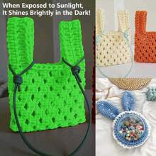 1 件鉤針編織夜光紗線,適合初學者 Diy 縫紉項目、派對和音樂節裝飾(淺藍色)