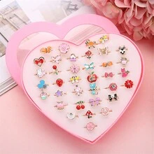5pcs Random Color Cute Cartoon Toy Rings - Pink - View 3