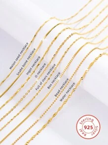 Collana In Argento Sterling 925 Per Donne, Catena Lunga E Sottile Alla Moda, Placcata In Oro 18k Per Maglione