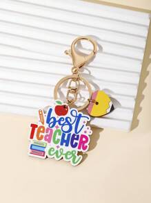 New Arrival Cute Keychain, Teacher Alphabet Colorful Wooden Tag Keychain, One Piece For Diy Handmade, Creative Souvenirs For Graduation, Classmate Party, Teacher Gift, Festival Gift, Key Chain For Car & Phone Accessories Car Accessories Bag Charm School Goth Y2k