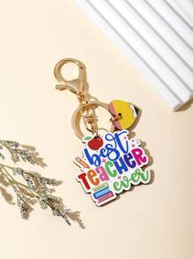 New Arrival Cute Keychain, Teacher Alphabet Colorful Wooden Tag Keychain, One Piece For Diy Handmade, Creative Souvenirs For Graduation, Classmate Party, Teacher Gift, Festival Gift, Key Chain For Car & Phone Accessories Car Accessories Bag Charm School Goth Y2k