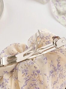 女士蝴蝶結髮飾時尚髮夾雪紡緞帶髮簪彈簧馬尾夾珍珠女孩夾子頭髮結