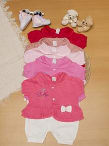 Kit 03 Macacão Infantil Baby Menina Bebê Recém-Nascida-03 meses Promoção (Canguru)