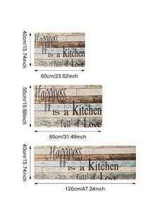 1入組字母條紋聚酯廚房地墊,防滑地毯,適用於客廳、廚房、門墊、家居可水洗地墊 - 彩色 - 查看 3