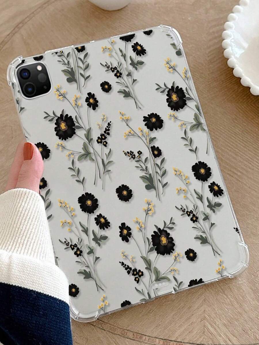 水墨画透明软壳保护套适用于 iPad Mini，带有卡通图案和防摔角装饰 - 彩色 - 查看 1
