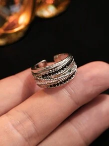jealous young 1pc Multi-Layer Zirconia Open Ring, Suitable For Women And Girls For Daily Wear - View 3