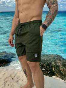 Men Beach Shorts - 軍綠色 - 查看 1