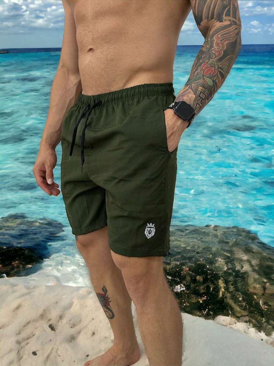 Men Beach Shorts - 軍綠色 - 查看 1