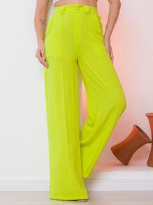 Women Pants - 青檸色 - 查看 2