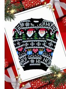Sueter feo de hombre para Navidad Santa Claus - Negro - Ver 1
