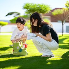 Elephant Foot Pedal Launch Disc Toy, Children Outdoor Bamboo Dragonfly Flying Disc, Boy And Girl Flying Rocket - Green - View 3