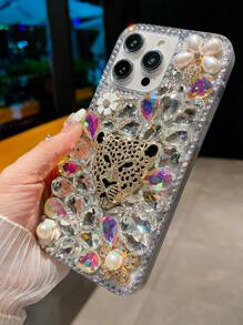 全新高品质时尚简约手工全钻豹头 TPU 防震手机壳保护套适用于 iPhone11/12/13/14/15/16/17 PROMAX - 彩色 - 查看 3