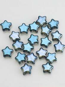 50pcs/Pack 8mm Center Hole Electroplated Glass Pentagram Beads, DIY Jewelry Accessories For Necklace, Bracelet, Earrings