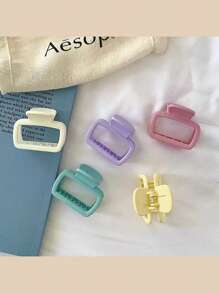 1入簡約方形髮夾，適用於各種簡單多變的髮型，髮鉗捆束髮髻和馬尾髮型 - 彩色 - 查看 6