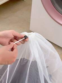 1pc Large White Nylon Bra Washing Bag - White - View 4