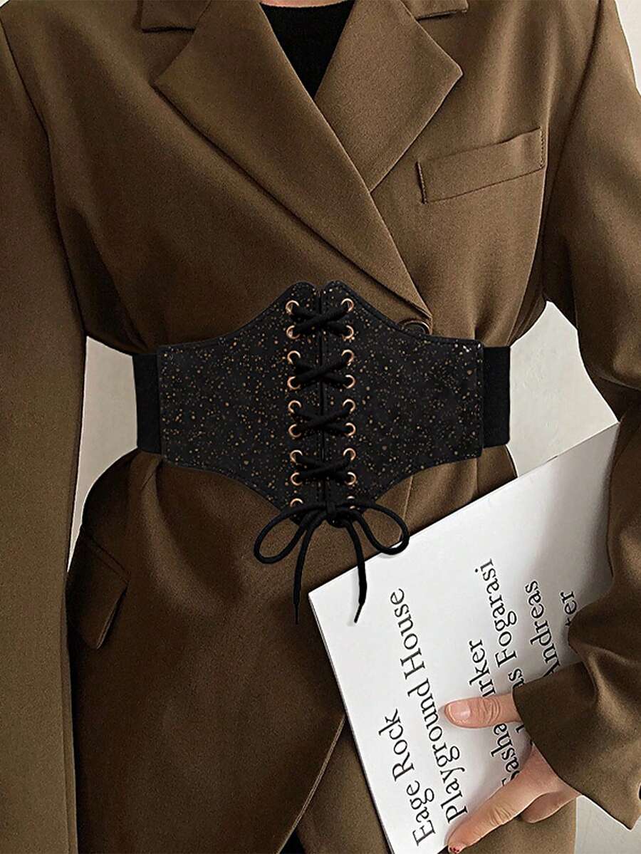 1 Miếng Ngôi sao Trang trí Eo đàn hồi Thắt lưng Đối với phụ nữ - màu đen - Xem 1