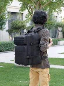 Large Capacity Multifunctional Outdoor Backpack, Sport & Travel & Hiking Camo Backpack With Double Straps - Black - View 6