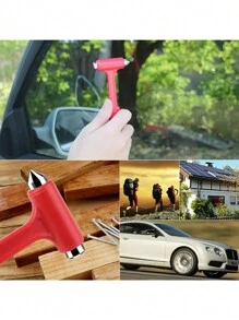 1pc/2pcs/3pcs Car Safety Hammer, Car Window Glass Breaker, Seatbelt Cutter, Car Emergency Escape Tool, Glass Breaker, Random Color - Red - View 3