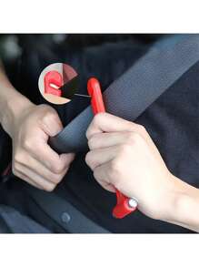 1pc/2pcs/3pcs Car Safety Hammer, Car Window Glass Breaker, Seatbelt Cutter, Car Emergency Escape Tool, Glass Breaker, Random Color - Red - View 2