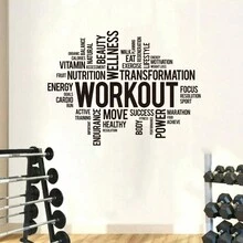 1 Pieza Pegatina De Pared Con Inspiradoras Frases De Gimnasio, Adecuada Para La Oficina, Entrenamiento Y Club De Deportes - Negro - Ver 2