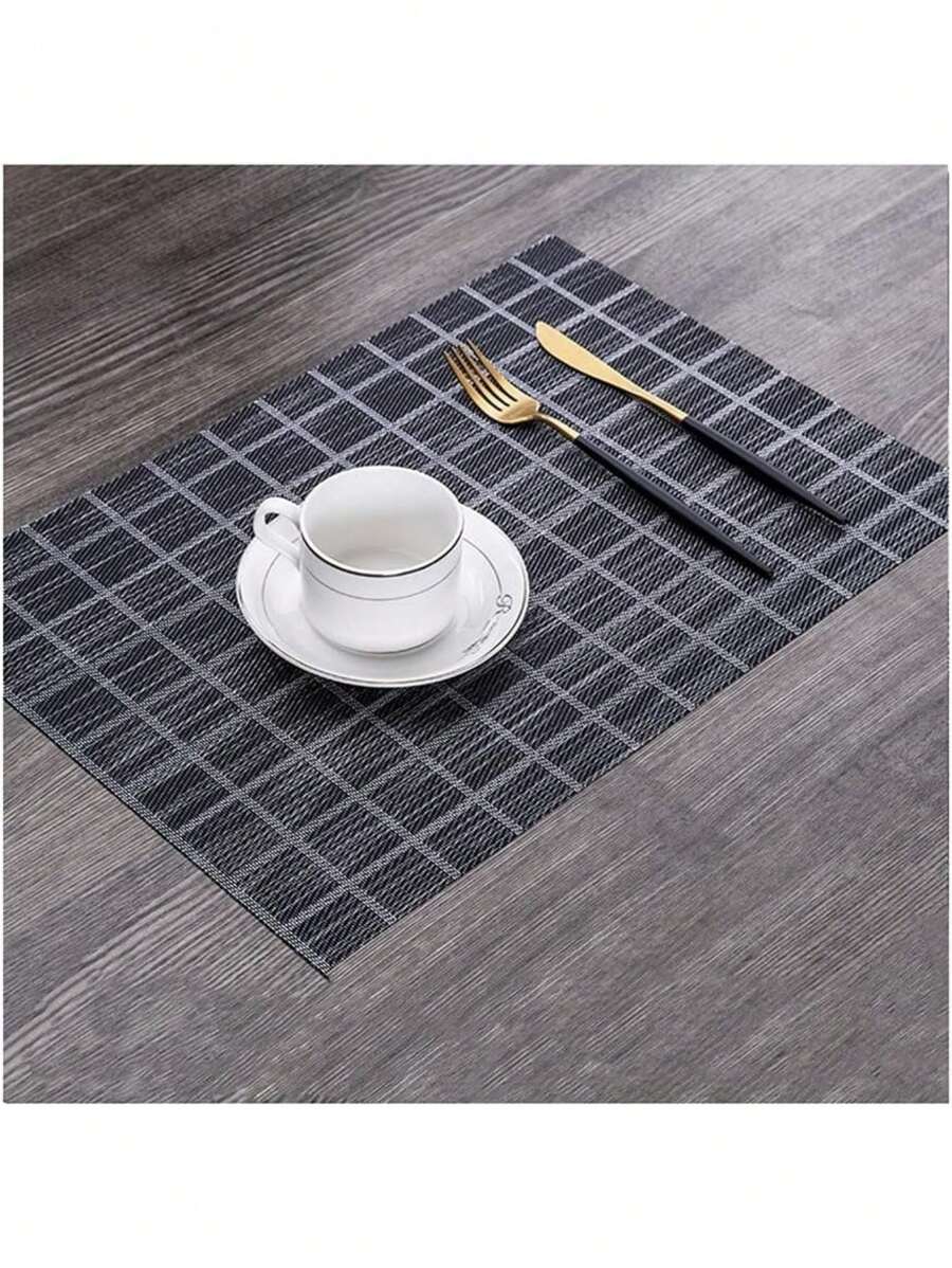 4 Pieces Rectangular Individual Table Cloth 45x30 Cm Washable - Dark Grey - View 1