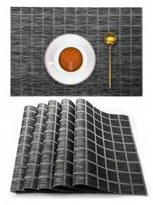 4 Pieces Rectangular Individual Table Cloth 45x30 Cm Washable - Dark Grey - View 2