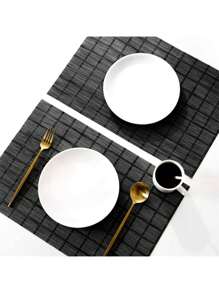 4 Pieces Rectangular Individual Table Cloth 45x30 Cm Washable - Dark Grey - View 3
