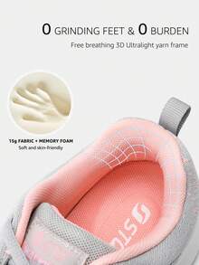 STQ Walking Shoes For Women Casual Lace Up Lightweight Tennis Running Shoes - hồng xám nhạt - Xem 4