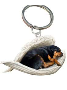Creative Cute Animal Dog Keychain With Flat Printing Acrylic Pendant For Car Keyring - Multicolor - View 1
