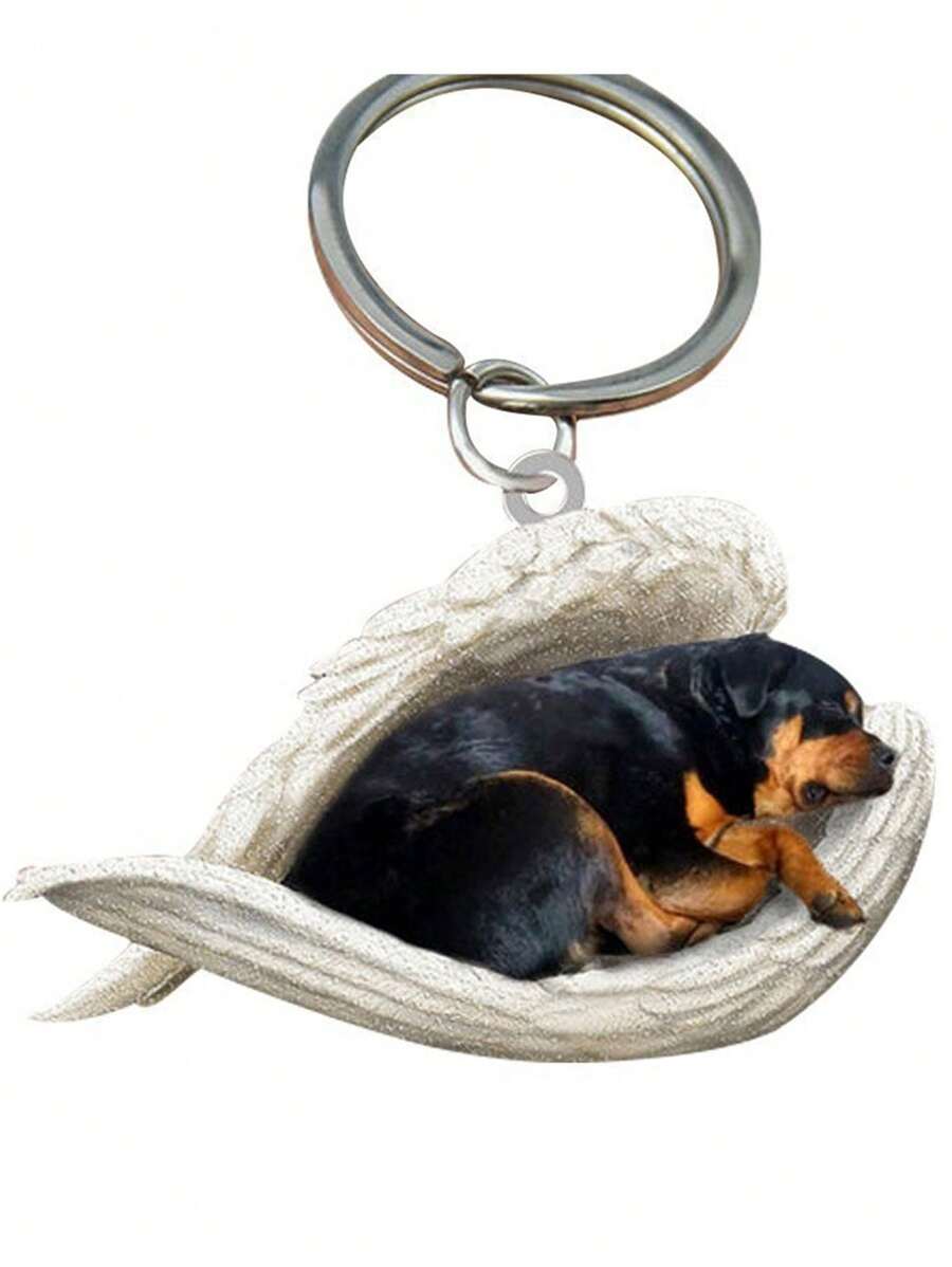 Creative Cute Animal Dog Keychain With Flat Printing Acrylic Pendant For Car Keyring - Multicolor - View 1