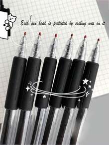 10 支/套日式 St Head Brush 考试笔，极具吸引力，按压式，黑色 0.5 中性笔，设计简洁优雅，学校文具