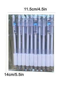 10 支/套日式 St Head Brush 考试笔，极具吸引力，按压式，黑色 0.5 中性笔，设计简洁优雅，学校文具