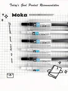 10 支/套日式 St Head Brush 考试笔，极具吸引力，按压式，黑色 0.5 中性笔，设计简洁优雅，学校文具