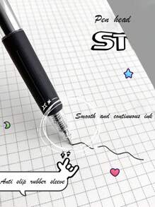 10 支/套日式 St Head Brush 考试笔，极具吸引力，按压式，黑色 0.5 中性笔，设计简洁优雅，学校文具