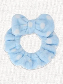 1pc Bow Dot Design Flannel Face Wash Hairbands, Women's Makeup Bath Hair Bands, Christmas Decor