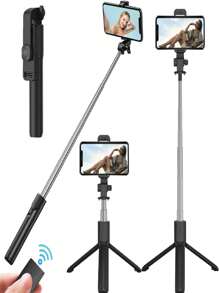 Trípode para Celular, Polo Selfie Stick 3 en 1, Extensible de 150cm, Portátil Trípie para Celular y Cámara con Control Remoto - Negro - Ver 2