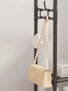 A Multifunctional Wardrobe Rack With Casters, 5-tier Storage Shelves, Shoe Rack, Closet Organizer, Made Of 15.5mm+10mm Galvanized Pipe And Pp Plastic - White - View 5