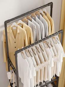 A Multifunctional Wardrobe Rack With Casters, 5-tier Storage Shelves, Shoe Rack, Closet Organizer, Made Of 15.5mm+10mm Galvanized Pipe And Pp Plastic - White - View 3