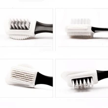 三面鞋刷,適用於絨面革、雪靴、磨砂牛皮,附帶絲刷、橡皮擦、皮革刷以及絨面刷
