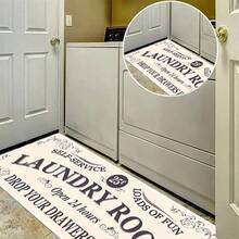 1pc Laundry Room Floor Mat Absorbent Quick-dry Crystal Velvet Doormat Soft Non-slip Washable Carpet Rug For Home - White - View 4