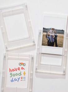 1個創意磁性照片展示架,適用於桌面裝飾,與正方形相框,磁性膠片,照片的積木和冰箱磁鐵相容 - 無色 - 查看 5