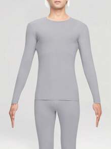 Men's Stylish Leisure Warm Underwear Set For Autumn And Winter, Long Sleeve Top And Long Johns