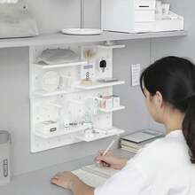 Pegboard Shelf With Hooks For Wall Mounting, Desk Organization And Mini Dorm Room Can Hold Various Of Household Objects, 1 Set - White - View 8