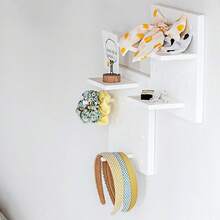 Pegboard Shelf With Hooks For Wall Mounting, Desk Organization And Mini Dorm Room Can Hold Various Of Household Objects, 1 Set - White - View 4