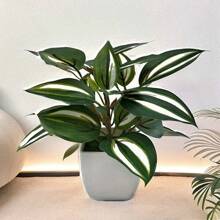 1 套 4 株白色盆栽小型人造植物，包括盆栽、塑料迷你人造植物，适合室内使用、办公桌、浴室、卧室绿色装饰、书桌装饰、情人节、礼物 - 綠色 - 查看 6