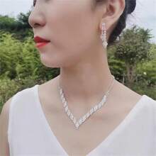 2 Stücke Set (Halskette + Ohrringe) Neuer koreanischer Stil Braut Kristall Klauen Kette Schmuckset Halskette Set