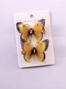 2片/包超級童話少女公主可愛蝴蝶髮夾兒童髮飾側髮夾頭飾批發