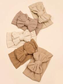 5pcs Nylon Twist Bow Baby Headband Love Valentine - Coffee Brown - View 5